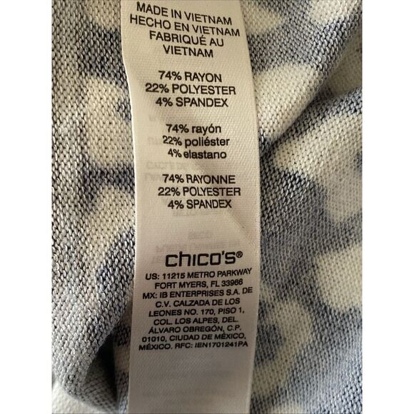 EUC Chico's Lace-up Tunic, Blue Animal Mixed Print, 3/4 Sleeve, Size 2 (large) - Picture 5 of 5